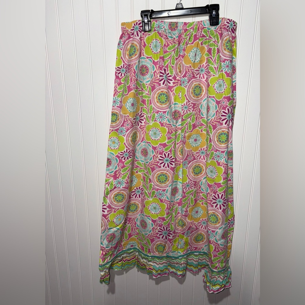 Handmade Floral Pink and Green Women's Skirt